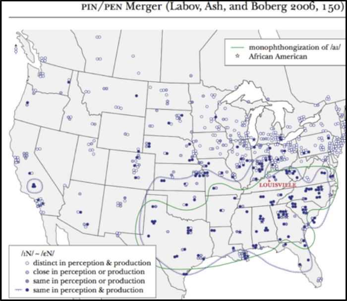 Pin Pen Merger from the Atlas of North American English