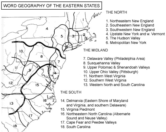 Kurath's dialect regions from the Word Geography of the Eastern States