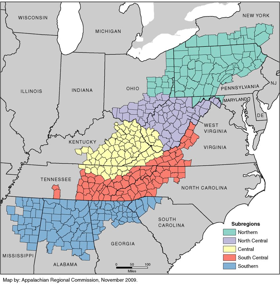 Appalachian Regional Commission sub-region designations